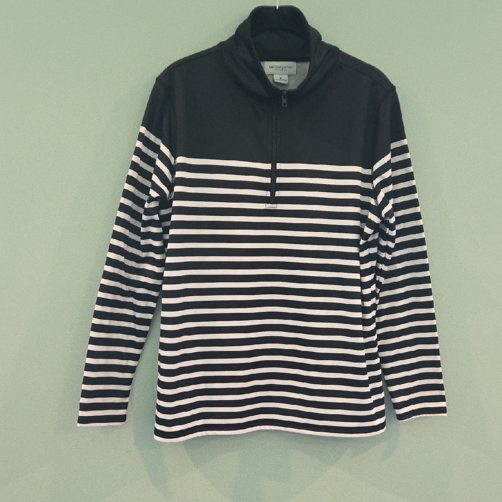 Liz Claiborne Weekend Black and White  Half-Zip Pullover Women's Size Medium